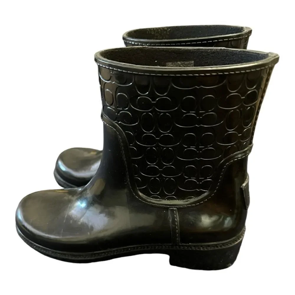 Coach | Signature Rain Rubber Low Top Boots in Black | 6